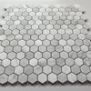 Carrara Marble 1" Hexagon Tile Venato White Carrera Mosaic Honed, 1 sheet