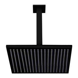 MEIR MATTE BLACK SQUARE CEILING SHOWER 300MM ROSE, 200MM DROPPER SKU: MA0403 - Shower Heads and Body Sprays