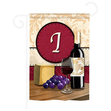 Wine I Monogram 2-Sided Impression Garden Flag