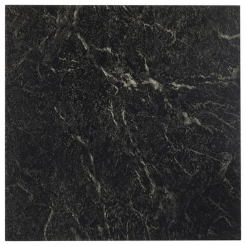 Black With White Vein Marble 12x12 Self Adhesive Floor Tile, 20 Tiles/20 Sq.Ft.
