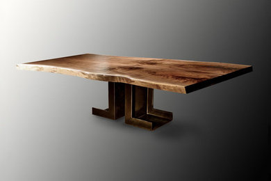 Industrial Double L Base Live Edge Dining Table