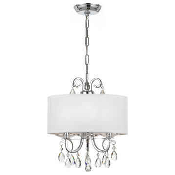 Crystorama 6623-CH-CL-MWP 3 Light Mini Chandelier in Polished Chrome with Silk