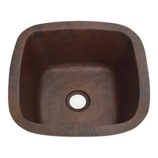 15 Medium Size Square Copper Bar Or Prep Sink - Rustic - Bar