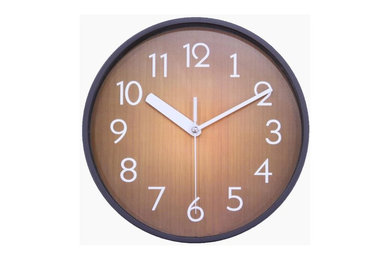 JustNile Retro Country-Style Round Silent Wall Clock - 10-inch Coffee Brown