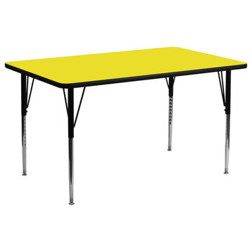 Rectangular HP Laminate Table, Adjustable Legs, 24"x60"x30.25", Yellow