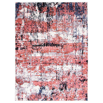 ECARPETGALLERY Geometric Abstract Rug 6'7" x 9'6" Pink, Marble