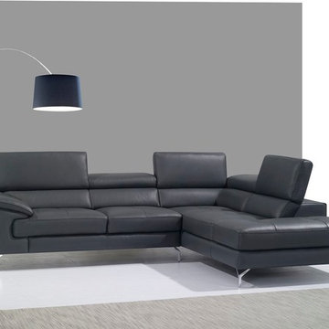 A973 Modern Ash Grey Italian Leather Sectional Sofa