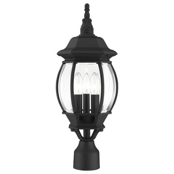 Textured Black Traditional, Colonial, Outdoor Post Top Lantern