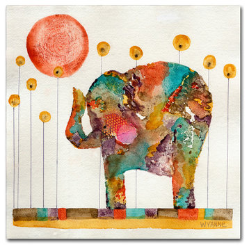 Wyanne 'Elephant In Sunflower Field' Canvas Art, 18"x18"