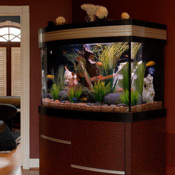 Freestanding Bow Front Aquarium with Custom Laminate Millwork Package
