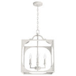 Hunter Fan Company - 15" Highland Hill Distressed White 4 Light Pendant Ceiling Light Fixture - Inspired by the simple geometry and scrollwork in neoclassical design, the Highland Hill modern pendant lighting design brings an elegant aura to your room. The oversized lantern look gives it an open and airy feel that adds just the right amount of formality.