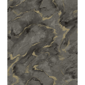 Silenus Charcoal Marbled Wallpaper Sample