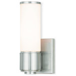Livex Lighting - Livex Lighting 52121-91 Weston - One Light Wall Sconce - This stunning design features a polished nickel fiWeston One Light Wal Brushed Nickel Satin *UL Approved: YES Energy Star Qualified: n/a ADA Certified: YES  *Number of Lights: Lamp: 1-*Wattage:60w Candelabra Base bulb(s) *Bulb Included:No *Bulb Type:Candelabra Base *Finish Type:Brushed Nickel