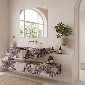 Bespoke Calacatta Viola Floating Marble Sinks | Luxury Bathroom Vanity