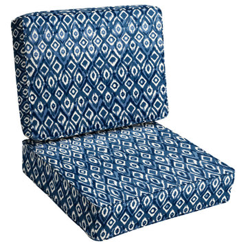 Indigo Graphic Corded Outdoor Deep Seating Cushion Set, 22.5x22.5x5
