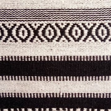 12"x18" Wool Woven Black White Wool Lumbar Pillow Cover - Moroccan Ceramics