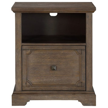 Lexicon Toulon Wood Lateral File Cabinet with Casters in Dark Oak