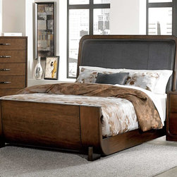 Homelegance 1815-1 Minato Brown Cherry Queen Upholstered Bed - Panel Beds