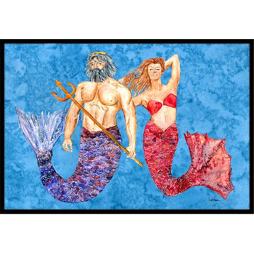 Carolines Treasures 18"x27" Mermaid and Merman Indoor/Outdoor Mat