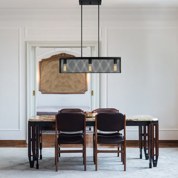 Rebecca 3-Light Black Linear Metal Mesh Shade Pendant