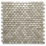 Stone Center Online - Crema Marfil Marble 5/8x3/4 Brick Subway Mosaic Tile Polished, 1 sheet - Crema Marfil Marble 5/8x3/4" brick pieces mounted on 12x12" sturdy mesh tile sheet