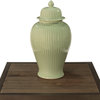 Celadon Bamboo Temple Jar - Green