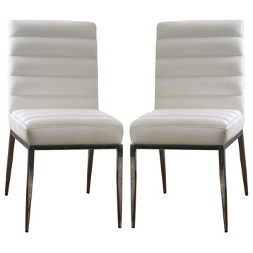 Leatherette And Metal Side Chair, White