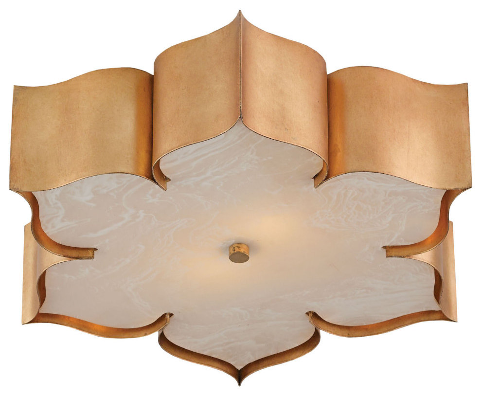 Grand Lotus Gold Flush Mount - Contemporary - Flush-mount Ceiling ...