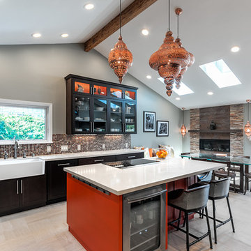 Mountain View Eclectic kitchen, dining and open office space