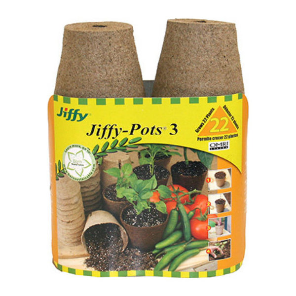 Jiffy® JP322 Biodegradable Round Peat Pot, 3", 22-Pack
