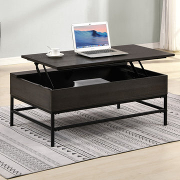 Ava 42" Espresso Lift Top Coffee Table with Metal Base