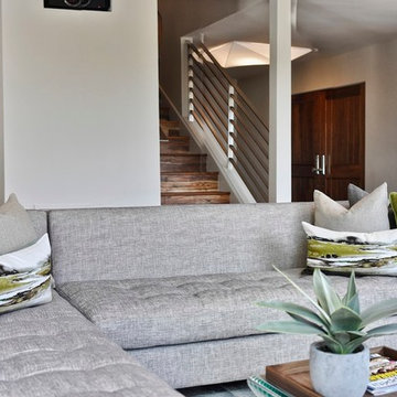 Mid-Century Modern Open Concept Living Room, Kitchen and Entry