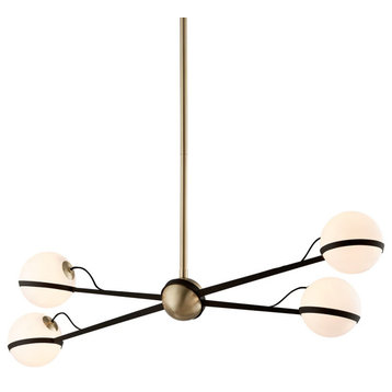 Ace Four Light Island Pendant in Textured Bronze Brushed Brass
