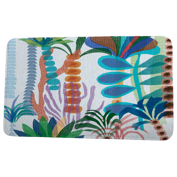 Tropical Resort Tropical Jungle Floral Print Bath Mat, Light Blue, 17"x24"