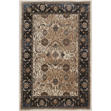 Linon Vintage Isfahan Power Loomed Microfiber Polyester 8'x10' Rug in Ivory