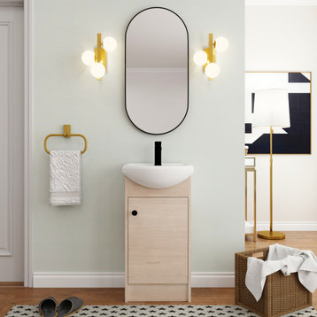 BNK Bathroom Vanity With Unique Modelling Ceramic Sink, Freestanding,18x14
