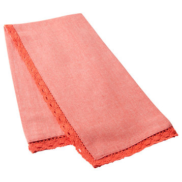 Lacey Lace Tea Towel, Raspberry