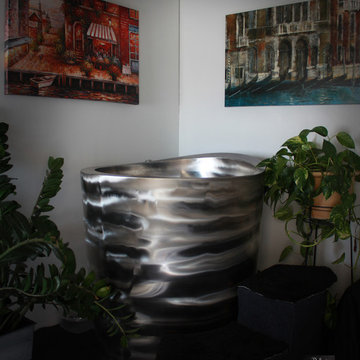 Stainless Steel Elliptical Japanese Deep Soaking Tub