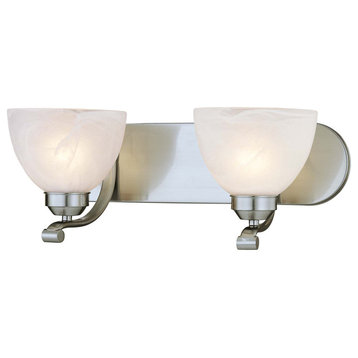 2-Light Bath, Brushed Nickel With Etched Marble Glass