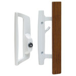 FPL Door Locks & Hardware - Bali Nai Sliding Door Handle Set With Lock, Keyed, Left Hand, Wood Pull, White, 1-3/4" Thick Door - FPL's Bali Nai Sliding Door Handle Set w/Lock (Keyed); Left Hand; Wood Pull - White offers easy replacement for most sliding door handles on the market.  There are multiple mounting holes allow for parallel and offset handle placement. The interior thumb latch can located in the centered position at 2" between the handle mounting holes (this is the usual configuration for a 3-hole mount door) or in the offset position at 2-5/8" below the upper handle mounting hole (this is the usual configuration for a 4-hole mount door). This set is KEYED, so the locking handle set features an interior thumb turn and exterior keyed cylinder (Schlage C Keyway).  This listing DOES include the mortise mechanism for the door and the strike for the jamb.  The mortise mechanism has a removable adapter plate and is for use on most wooden sliding doors (for vinyl doors, simply remove the adapter plate).  The easy to install mechanism is designed to withstand a forced entry load of 1,000 lbs.
