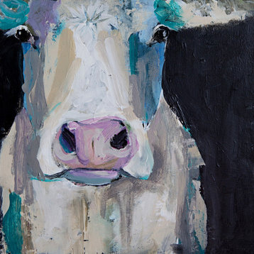 "Cow Close Up" Canvas Wall Art by Cathy Walters, 10"x10"