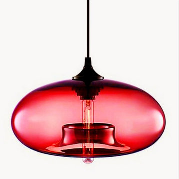 MIRODEMI® Tourrettes-sur-Loup Loft Glass Pendant Lamp, Red