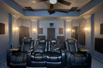 Example of a minimalist home theater design in Other