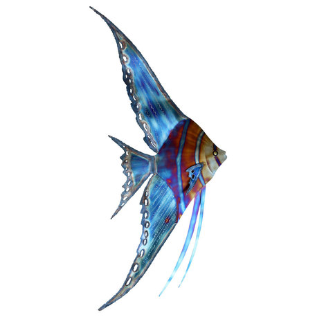 Coastal Home Decor 'Angelfish Right' - Tropical Fish Art on Stainless Steel