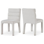 Meridian Furniture - Kai Upholstered Dining Chair, Cream, Boucle Fabric, Set of 2 - Comfort is key with this Kai boucle fabric dining chair. Stunningly elegant yet boldly understated by design, this dining chair is an ideal addition to your dining room setup. The metal frame ensures lasting durability while the cream boucle fabric upholstery gives the chair a sleek and modish look. Tufting on the back adds to the chair's overall comfort level. Pair several of these chairs with your favorite dining table for a complete look.