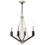 Livex Lighting - Livex Lighting Brushed Nickel & Black 4-Light Mini Chandelier - Illuminate your home with bright designs from the Beckett collection. The four light mini chandelier emulates a mid-century modern style made popular in the 50s and 60s. The brushed nickel frame is accented with black accents, helping to fully complete this look.