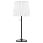 Mitzi by Hudson Valley Lighting - Demi 1-Light Table Lamp Soft Black - Dubbed the comeback queen, Demi brings pleats into the modern age, coupling the traditional motif with minimalist metalwork. The Demi collection is stacked, available as a wall sconce, pendant, linear light, table lamp, and floor lamp. Throughout the family, one detail that shines is the metal ring at the edges of the shade. Structural in nature, it becomes a decorative accent, finished in aged brass or soft black.