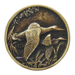 Inviting Home Inc. - Ducks Knobs, Antique-Style Brass - Cabinet And Drawer Knobs