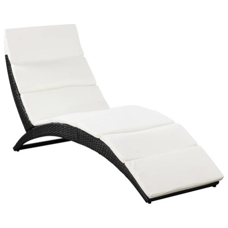 vidaXL Sun Lounger Black, Cream White
