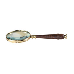 Handheld AC099 Brass Magnifying Glass with Turned Wood Handle - Desk Accessories